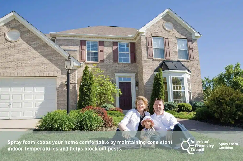 Spray foam keeps your home comfortable by maintaining consistent indoor temperatures and helps block out pests. - American Checmistry Council